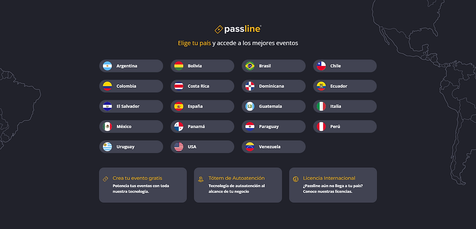 Pantalla de inicio Passline.com