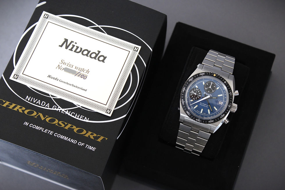 Thumbnail: Nivada Grenchen Chronosport Autochron Blue Petroleum Ltd Ed