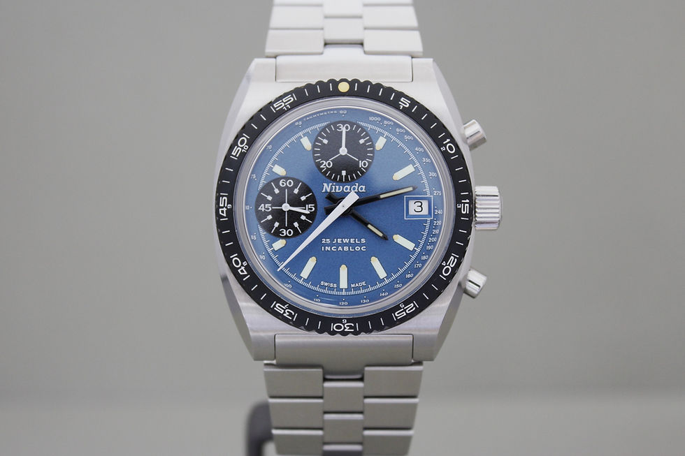 Thumbnail: Nivada Grenchen Chronosport Autochron Blue Petroleum Ltd Ed
