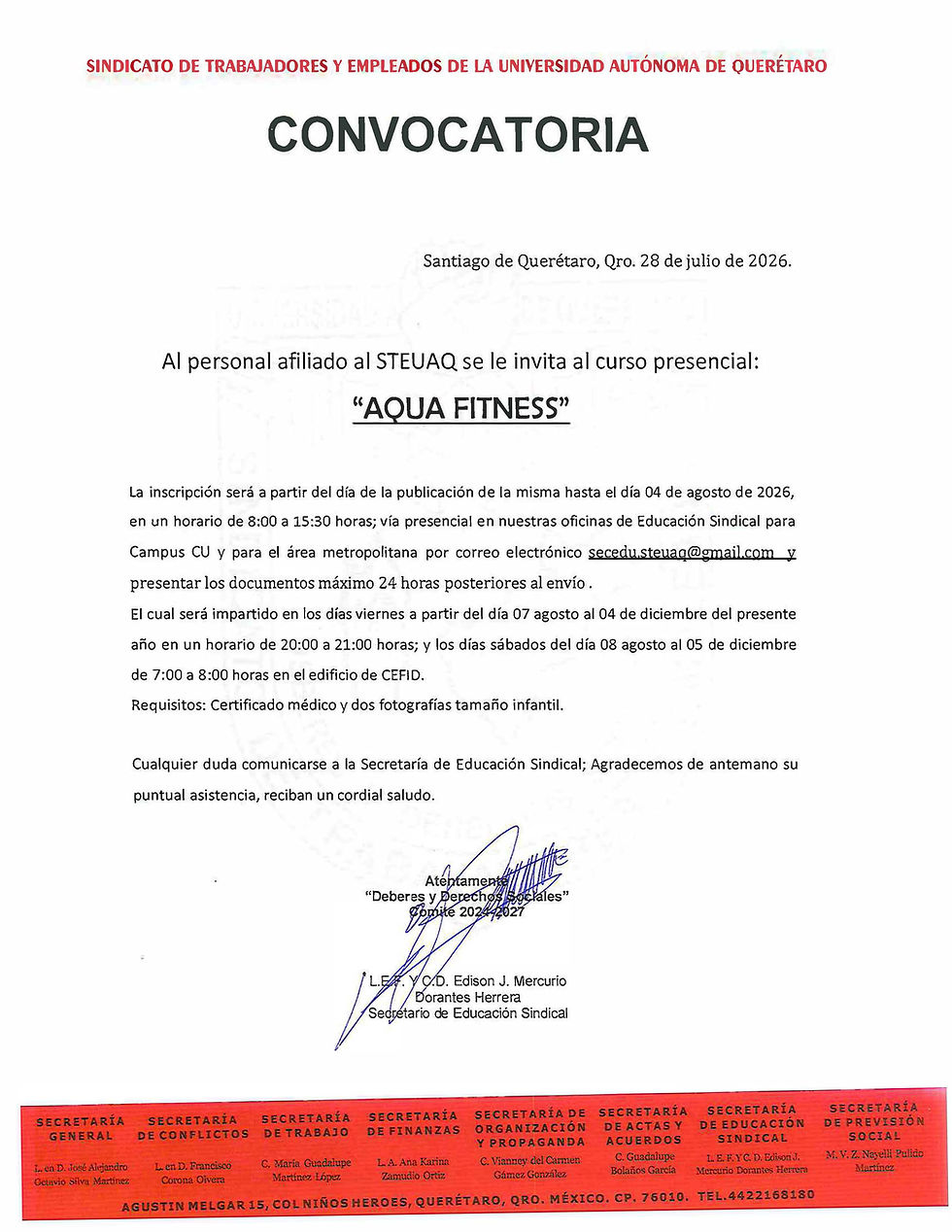 Curso AOUA FITNESS