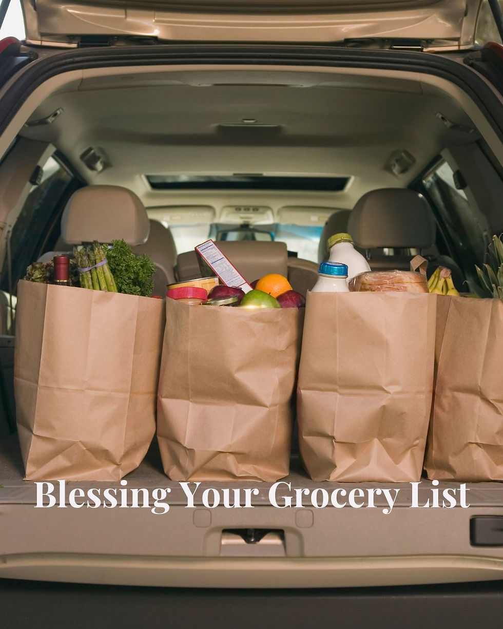 Overflowing grocery bags in the trunk of a mini van.