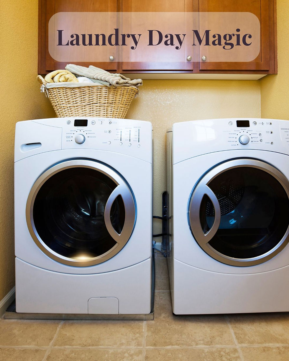 A white front load washing machine and dryer.