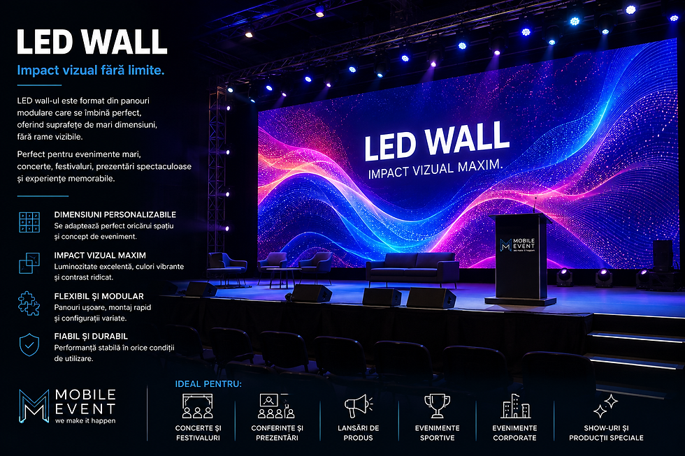 LED wall modular de mari dimensiuni pentru scenă de eveniment, panouri fără rame vizibile, Mobile Event