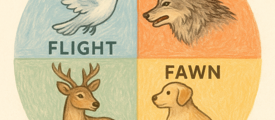 Uvíznutí v pozici bojovníka, útěkáře, usmiřovatele nebo „zamrznutí“ jako nevědomé reakce na trauma