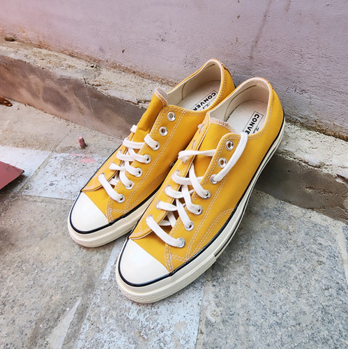靴 CONVERSE CHUCK 70 OX CT70 SUN FLOWER Converse Chuck 70 Low Paint Splatter - Sunflower Gold for