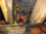 Water-damaged shower with rotted wood, illustrating the need for mitigation and reconstruction