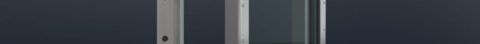 3D rendering of a rectangular fixed marine scuttle with hinged opening frame and stainless dogs