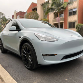 Tesla Model Y in Satin Battleship Grey