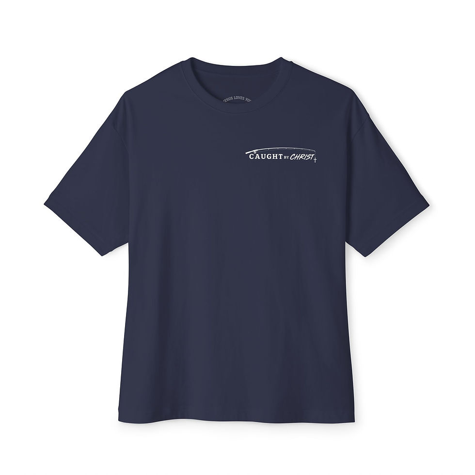 Thumbnail: Caught By Christ Tee — Psalm 55:22 Scenic Fishing T-Shirt