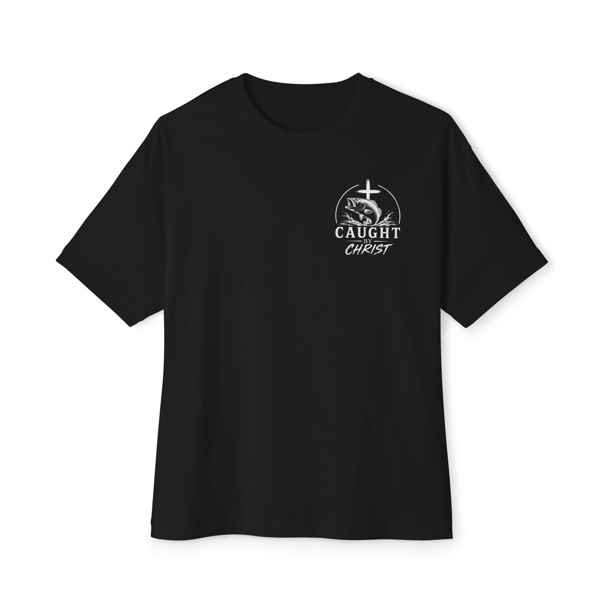 Christian Fishing T-Shirt — "Caught by Christ" Ephesians 2:8-9 Graphic Tee
