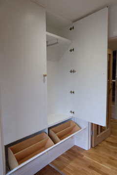 foyer storage unit, shoe storage, hinged doors above
