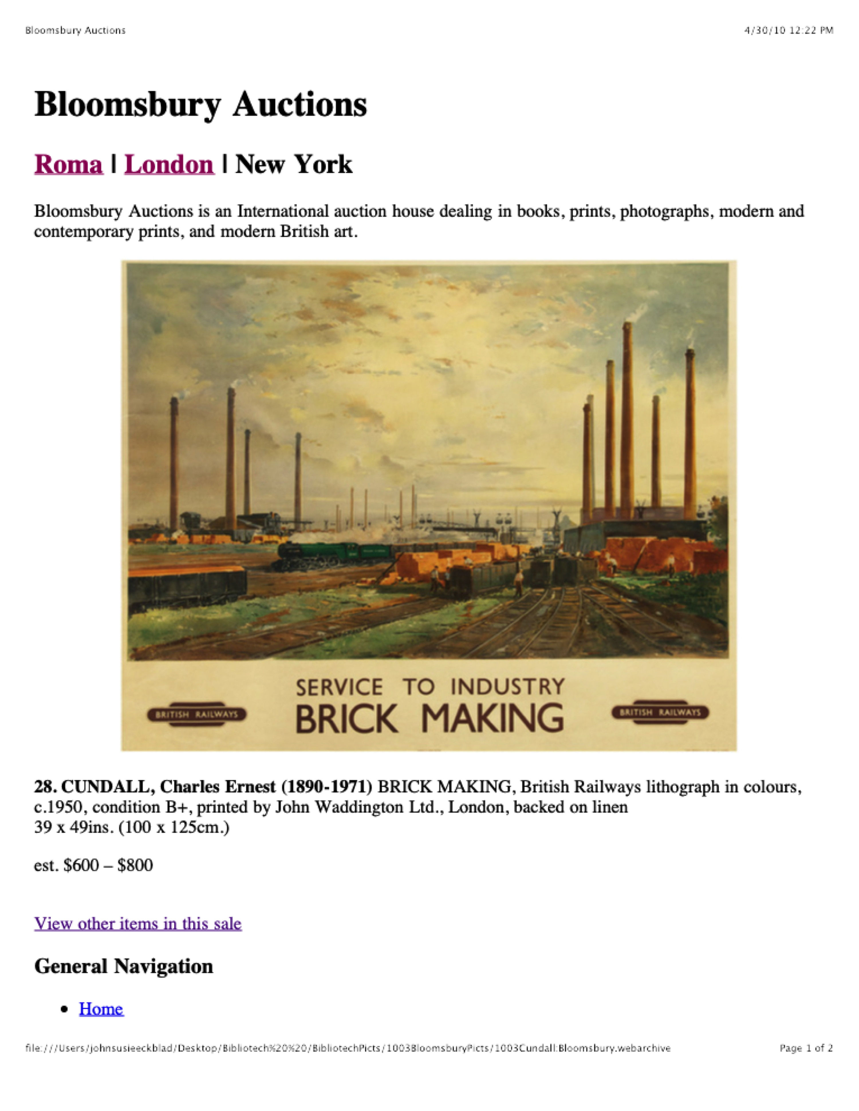 Brick Making, Service to Industry by Cundall, Charles Earnest (1890 - 1971)
