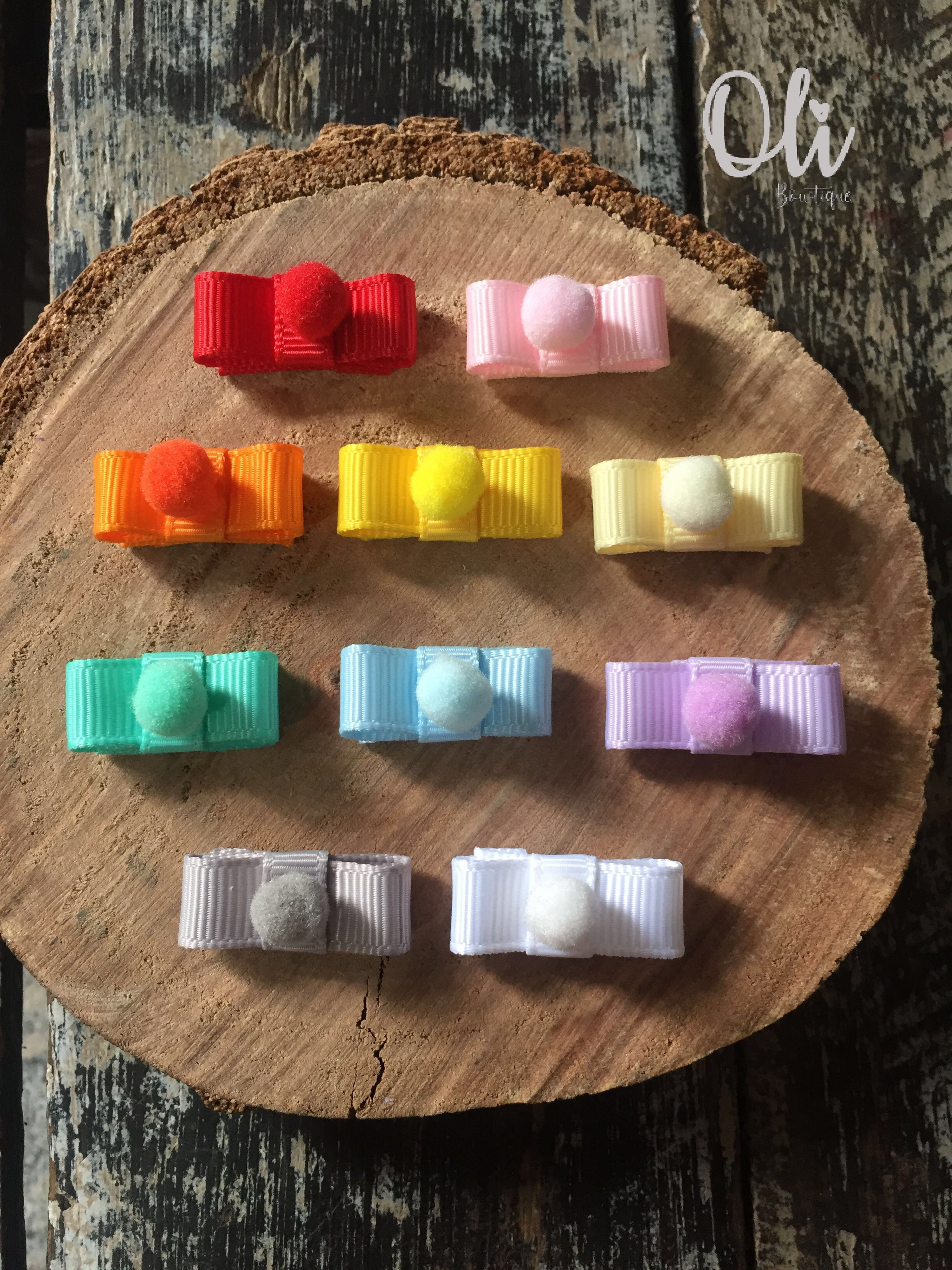 Tic tac laço Chloe micro pompom • Teeny tiny Chloe bow pompom snap clip