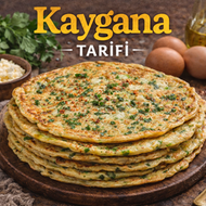 Tavada pişirilmiş, ince ve yumuşak dokulu, maydanozlu yöresel kaygana dilimleri servis tabağında sunulmuş hali