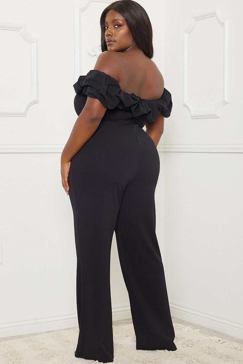 Thumbnail: Ruffle Shoulder Shoulder Plus Size Jumpsuit