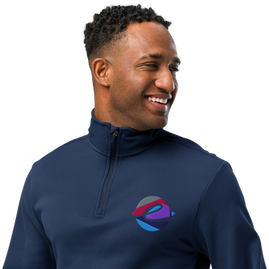 Elemental Essentials logo embroidered on a Champion branded quarter zip jacket - trend-inspired apparel.