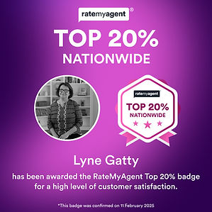 Rate my agent top 20% badge - purple background with photo