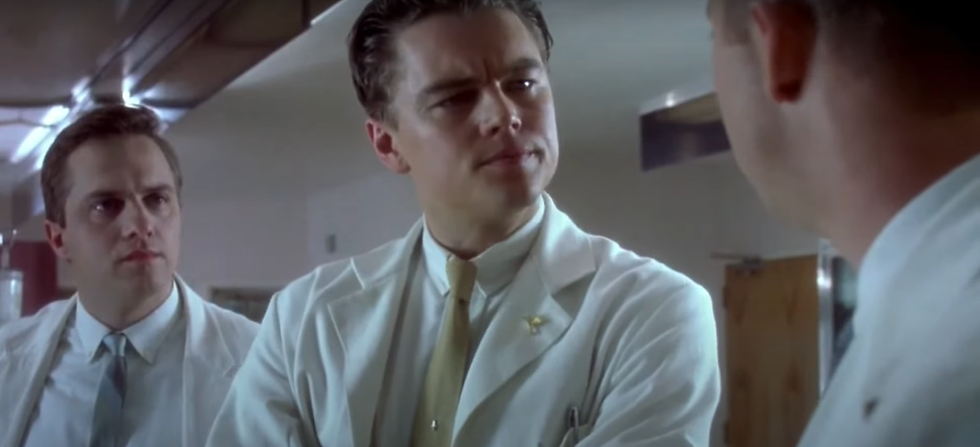 Leonardo DiCaprio as Frank Abignale Jr. impersonating a doctor.