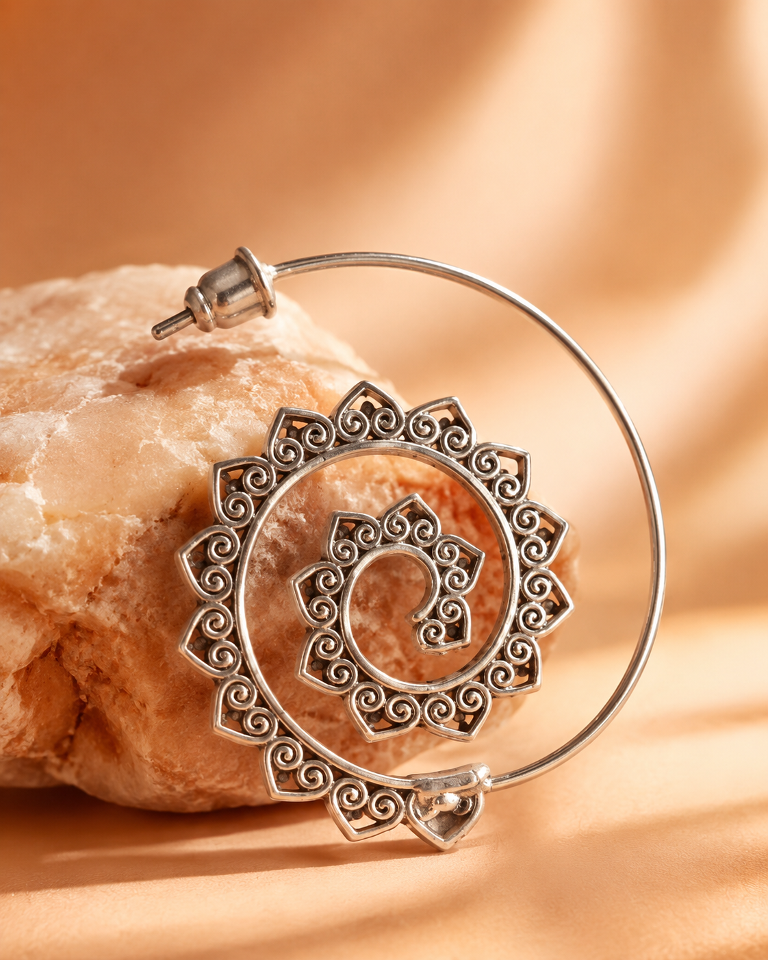 Silver Spiral Hoop Earrings