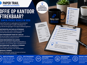 Koffie op kantoor aftrekbaar? Overzicht van de fiscale regels voor 2026 met uitleg over de aftrekbaarheid van koffie, koffiecups, een koffiemachine, btw-teruggave en zakelijke koffiekosten voor zzp'ers en bedrijven.