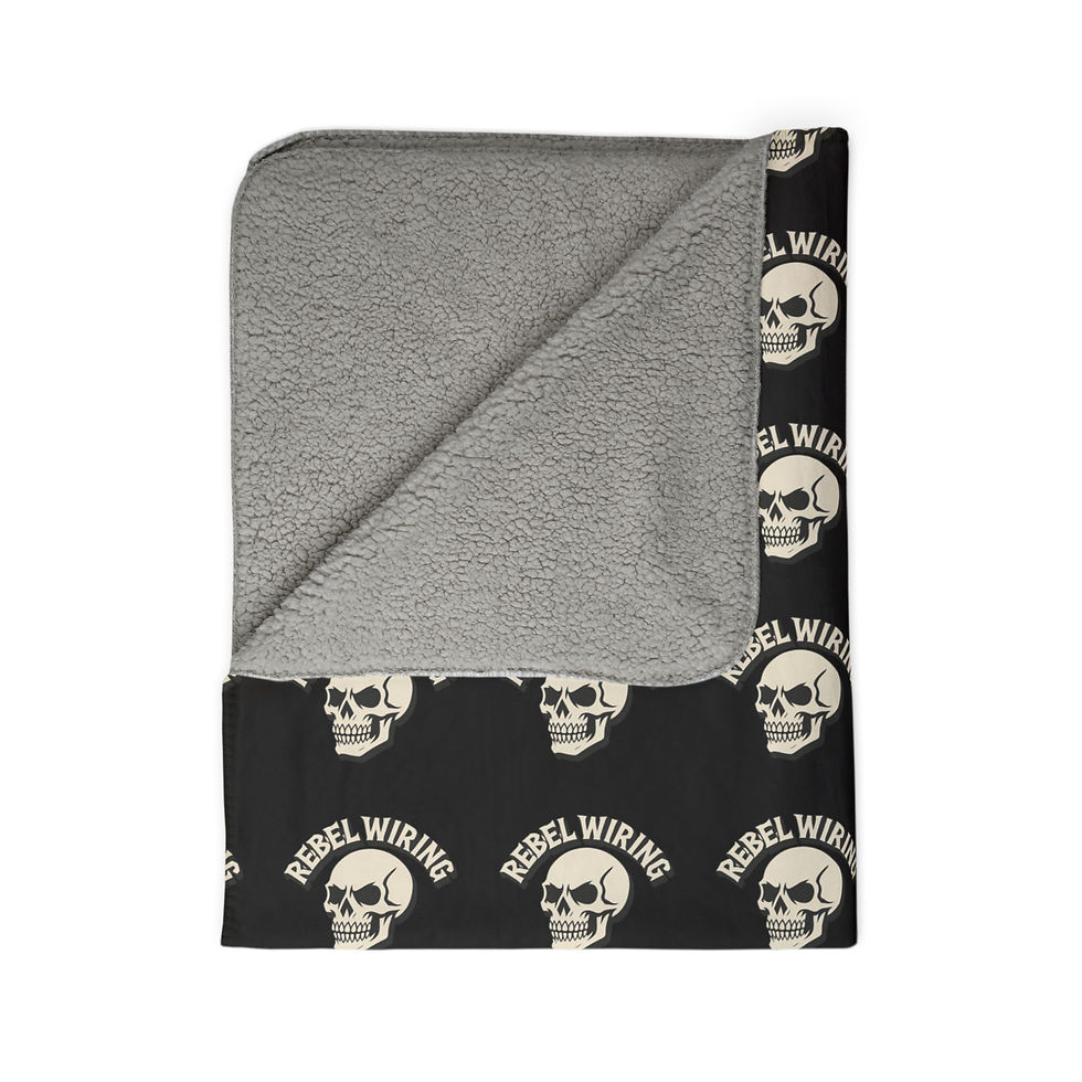 Thumbnail: Rebel Wiring Co. Gothic Skull Fleece Sherpa Blanket, Cozy Throw for All Seasons