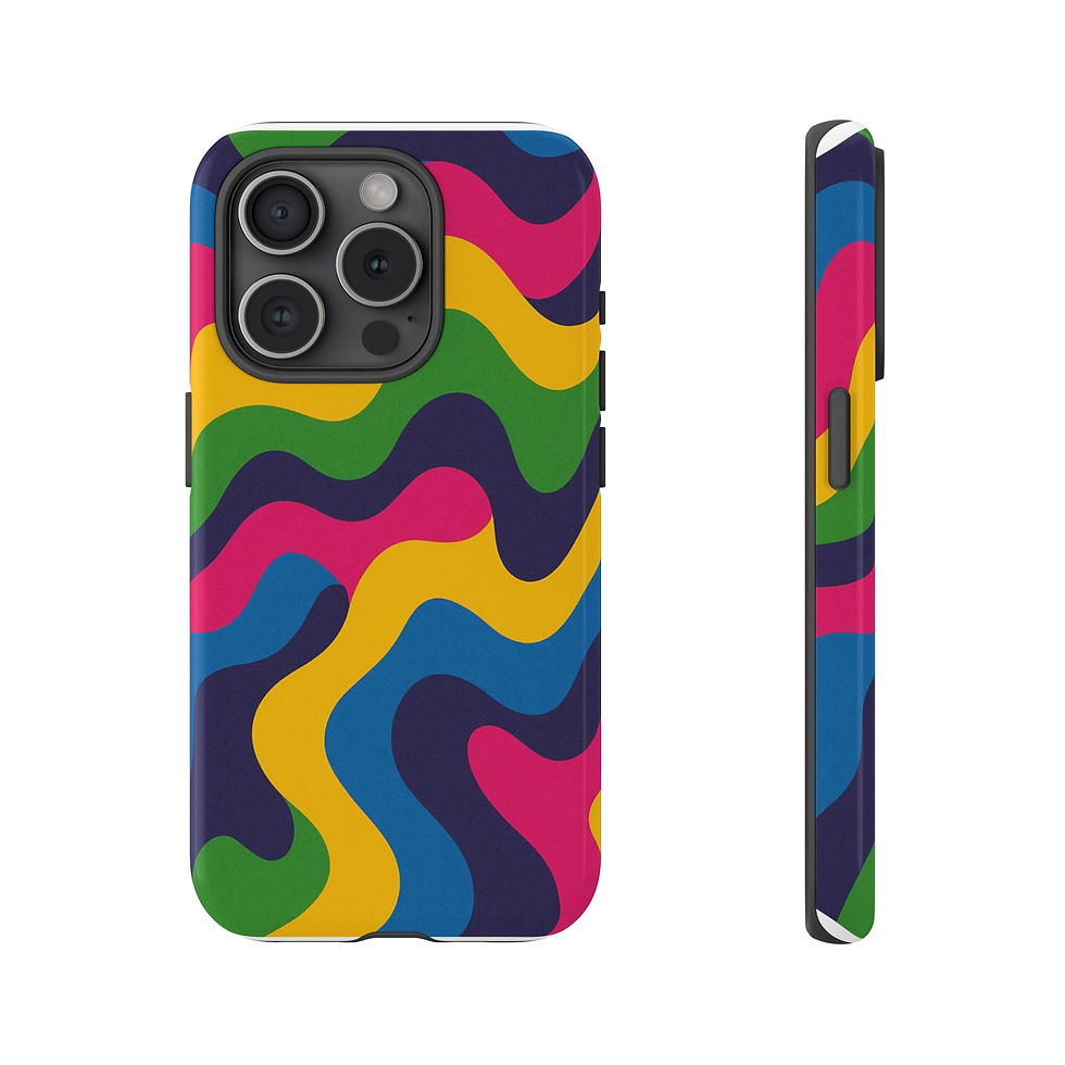 Thumbnail: Rebel Wiring Co. Vibrant Phone Case, Colorful Wave Design, Tough Cases