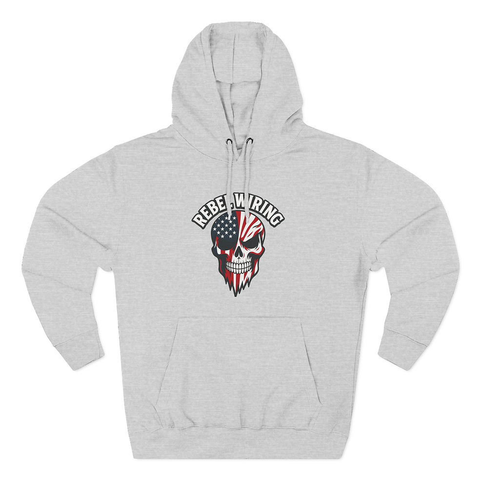 Thumbnail: Rebel Wiring Patriotic Skull with Flag Three-Panel Fleece Hoodie