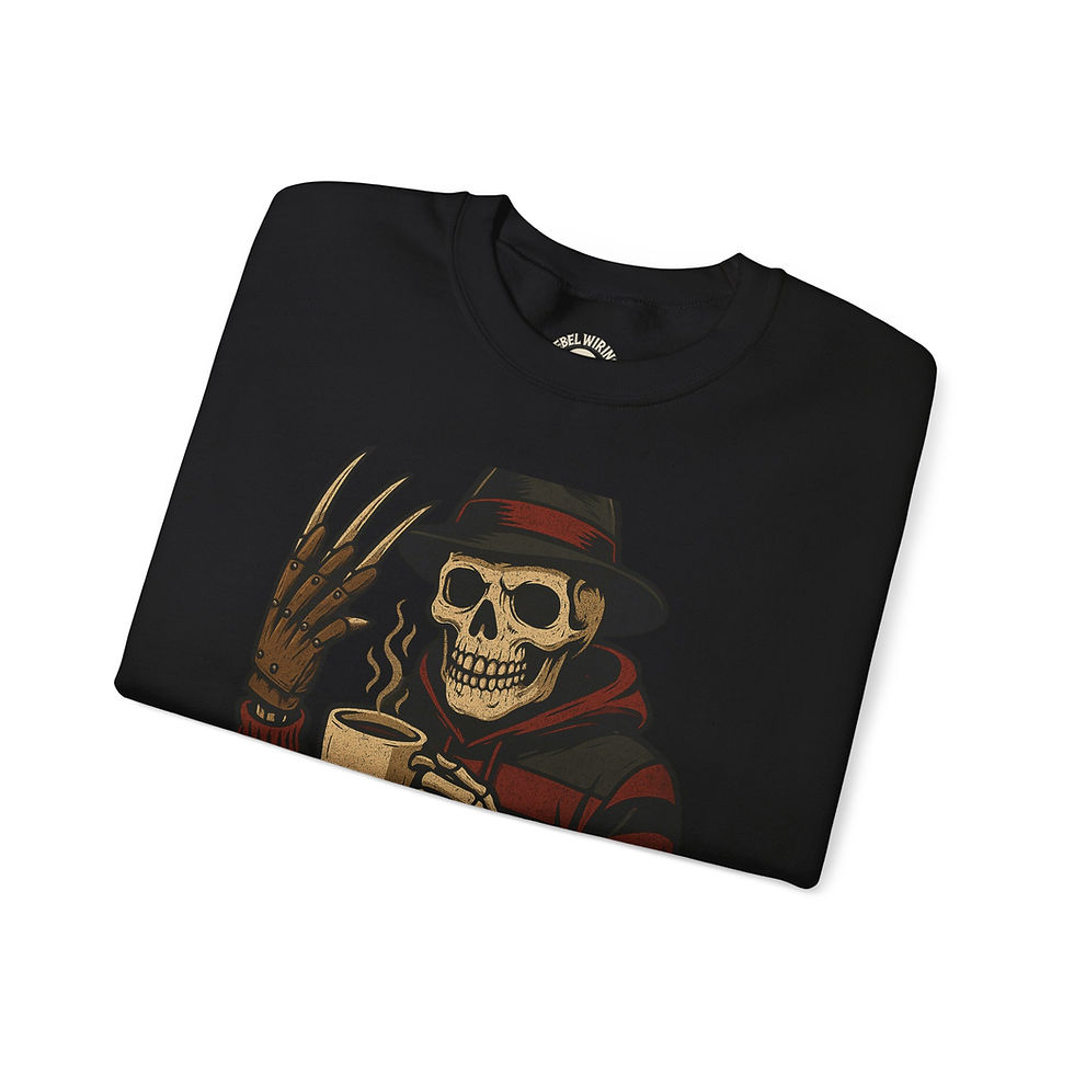 Thumbnail: Rebel Wiring Co. Skull Coffee Sweatshirt - Dreaming About Coffee, Halloween 