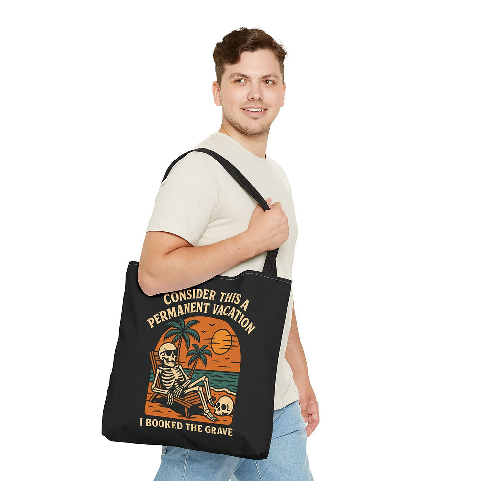 Thumbnail: Rebel Wiring Co. Chilling Skeleton Tote Bag, Dark Humor