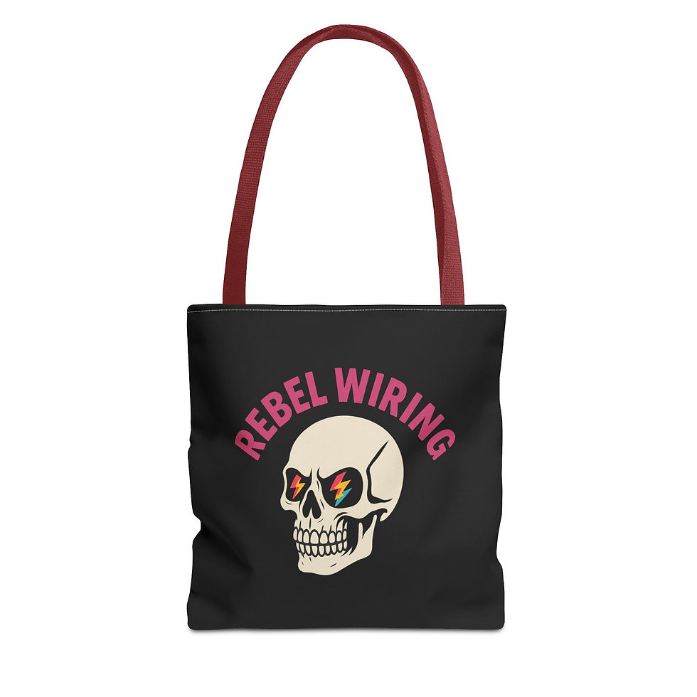 Thumbnail: Rebel Wiring Co. Tote Bag (AOP) Pink Lettering 