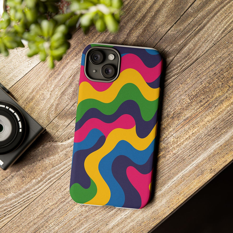 Thumbnail: Rebel Wiring Co. Vibrant Phone Case, Colorful Wave Design, Tough Cases