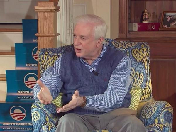 Jim Hunt "preaching" in the Constance living room, September 28, 2012