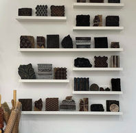 Vintage hand carved wooden fabric pattern blocks