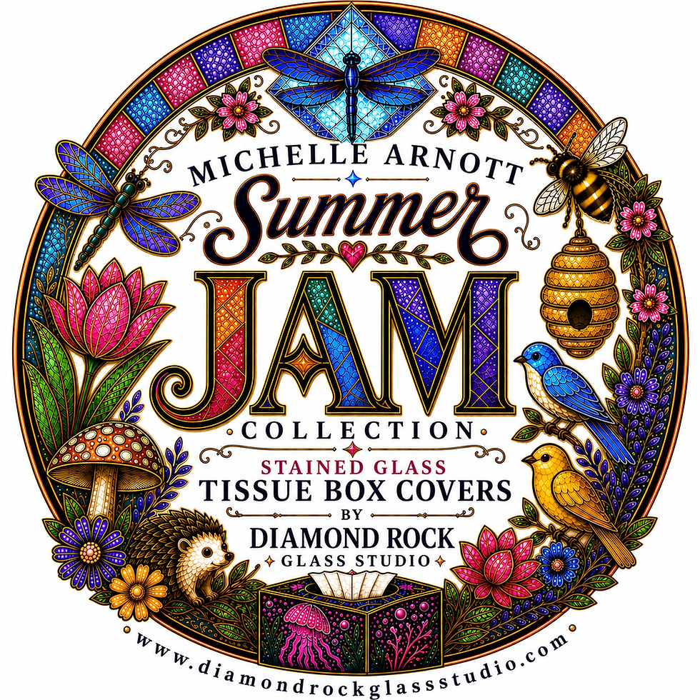 Thumbnail: ~ Jellyfish Jam ~ Stained Glass Tissue Box Cover Pattern