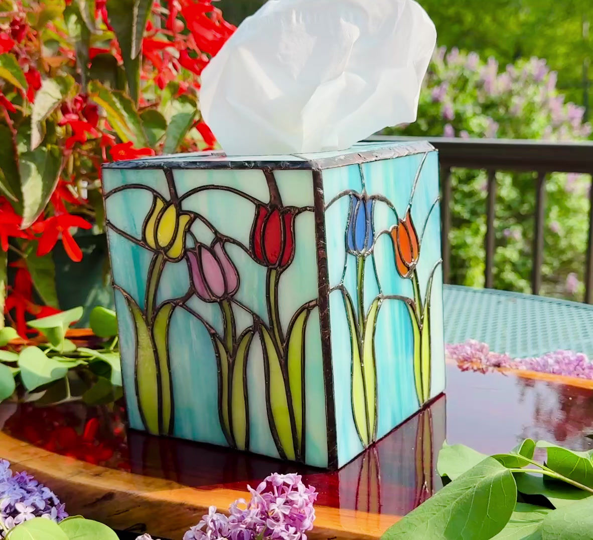 ~ Bloom Beat ~ Stained Glass Tissue Box Cover Pattern