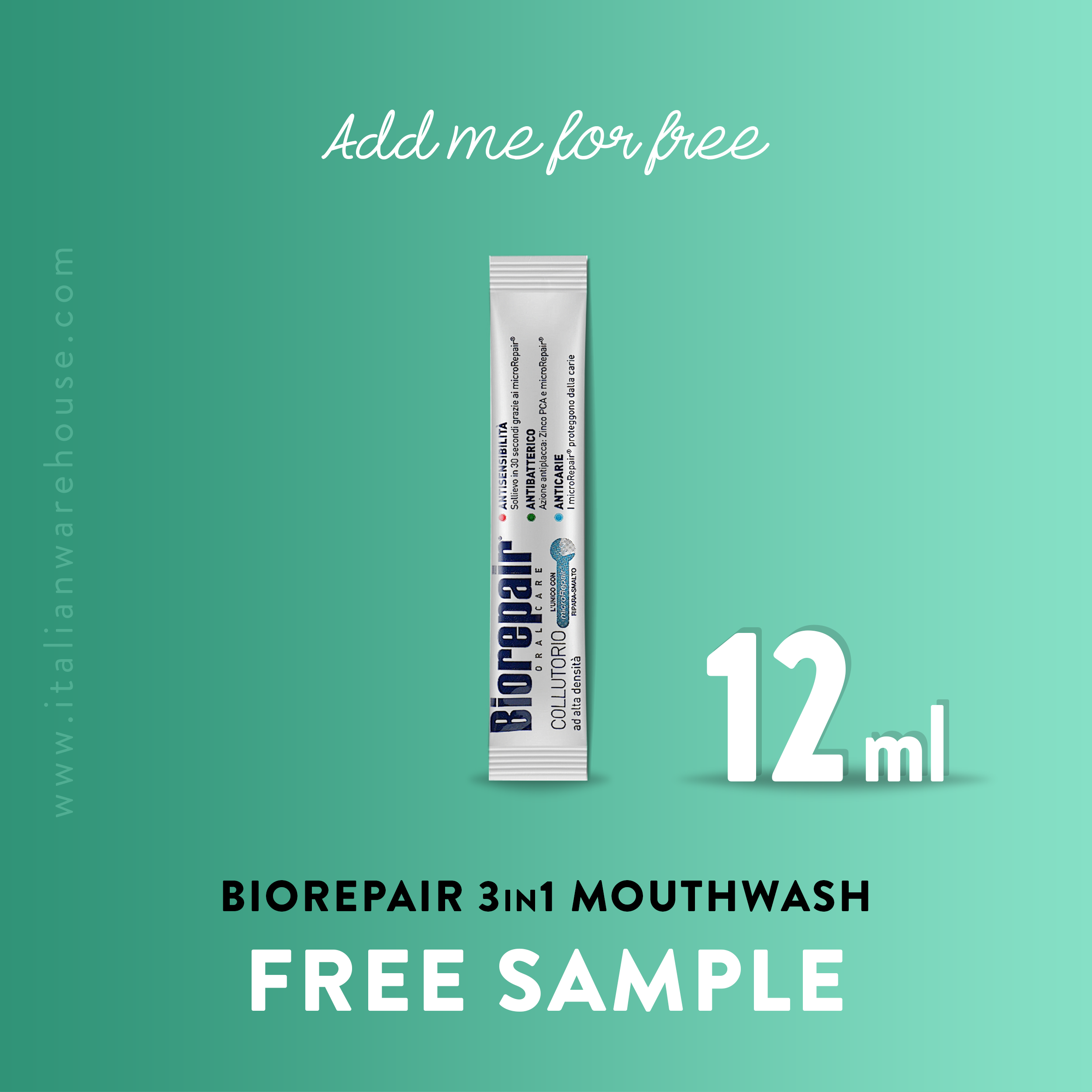 BIOREPAIR - Mouthwash 3in1 Antibacterial sachet (12ml) - FREE SAMPLE