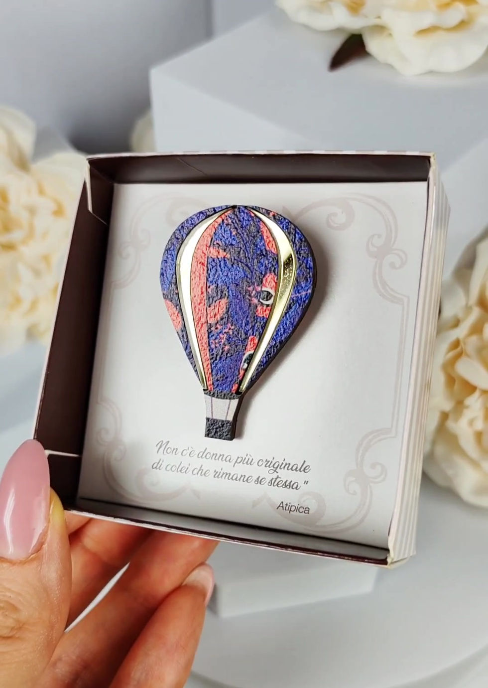 Miniatura: Spilla Mongolfiera Bleu et Rouge