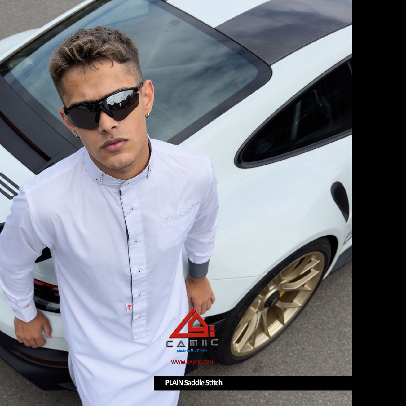 Plain Saddle Stitch - White+Grey