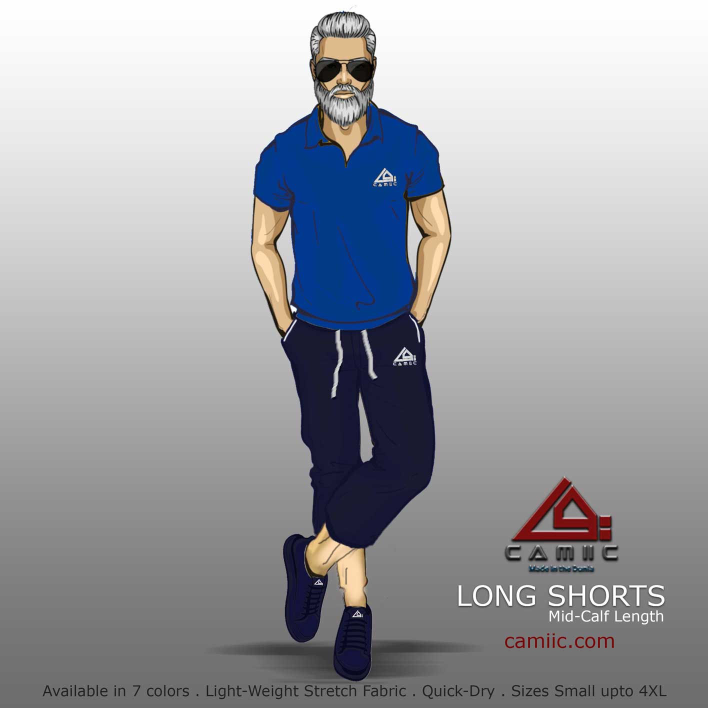 Navy+White - Long Shorts