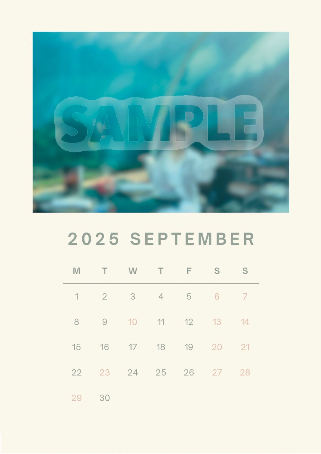 2025年9月のカレンダー（A3）