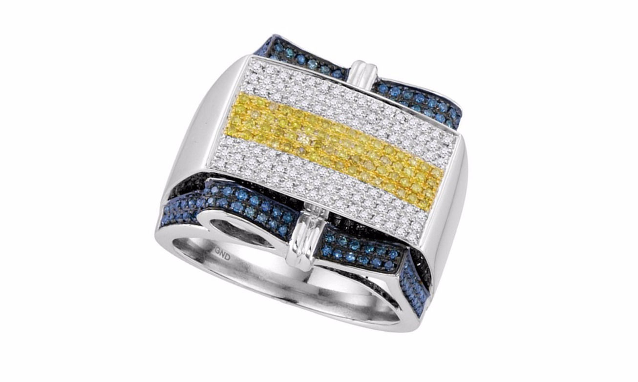 10K White Gold 1 CTW Micro Pave Yellow Diamond Ring