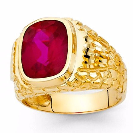 Thumbnail: 14K Yellow Gold CZ Ruby Ring, 9.2 Grams