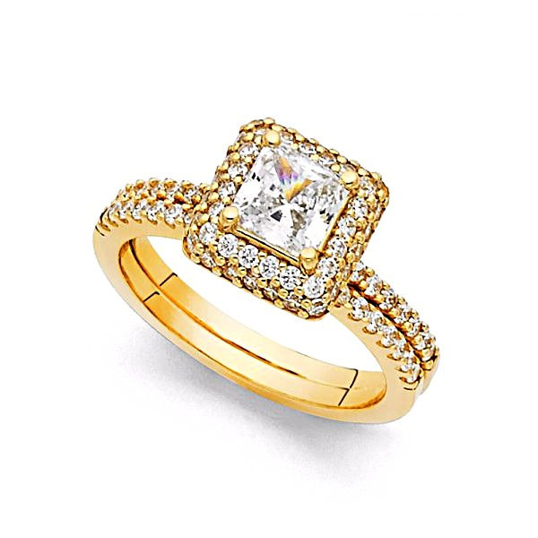 Thumbnail: 14K Yellow Gold CZ Bridal Set, 4.4 Grams