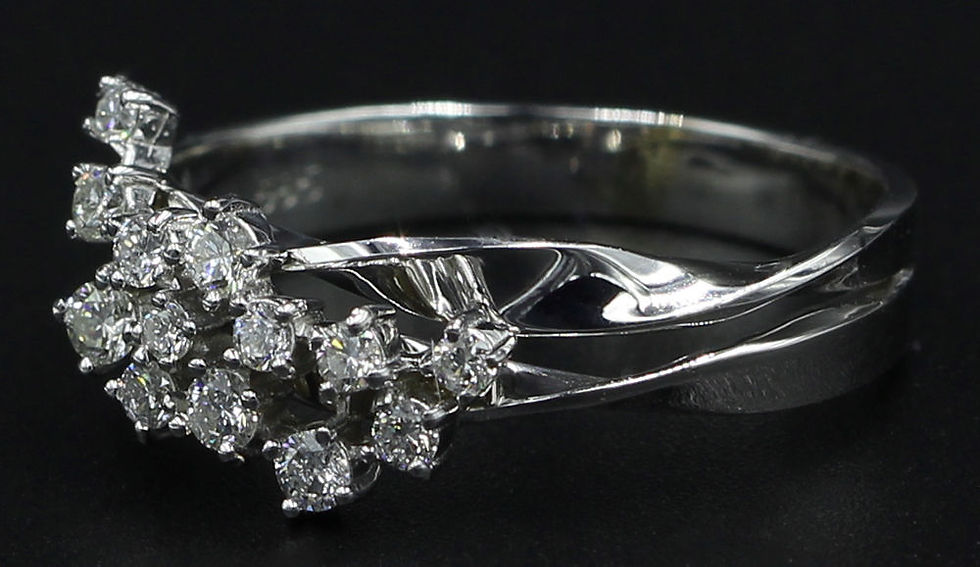 Thumbnail: 14K White Gold 0.30 CTW Diamond Cluster Band Ring, 2.53 Grams