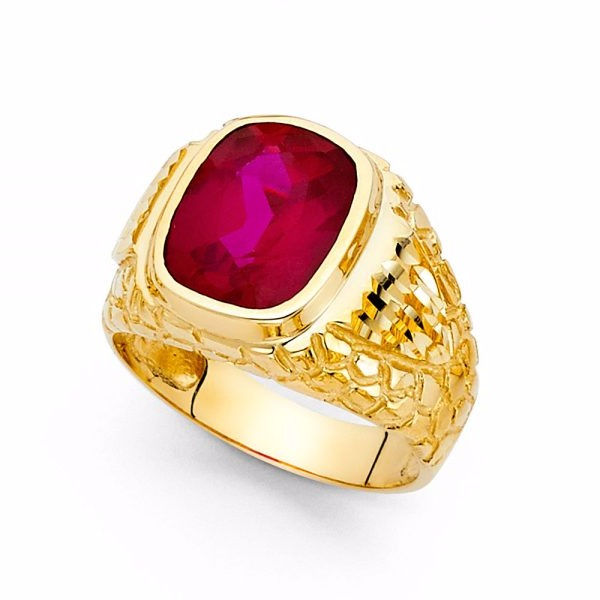 Thumbnail: 14K Yellow Gold CZ Ruby Ring, 9.2 Grams