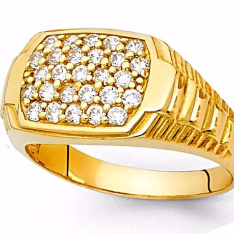 Thumbnail: 14K Yellow Gold CZ Fashion Hip Hop Ring, 6.3 Grams