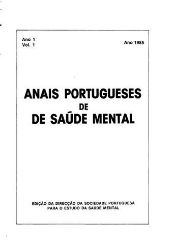 ANAIS PORTUGUESES DE SAÚDE MENTAL