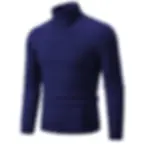 Thumbnail: New Men's High Neck Sweater Solid Color Pullover Knitted Warm Casual Turtleneck
