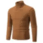 Thumbnail: New Men's High Neck Sweater Solid Color Pullover Knitted Warm Casual Turtleneck