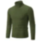 Thumbnail: New Men's High Neck Sweater Solid Color Pullover Knitted Warm Casual Turtleneck